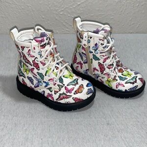 Skechers Kids Butterfly Print Boots - White and Multicolor